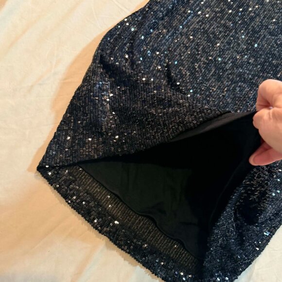 Ophelia Roe flashy sequined elegant black short sleeve midi dress SIZE SMALL - Picture 5 of 13